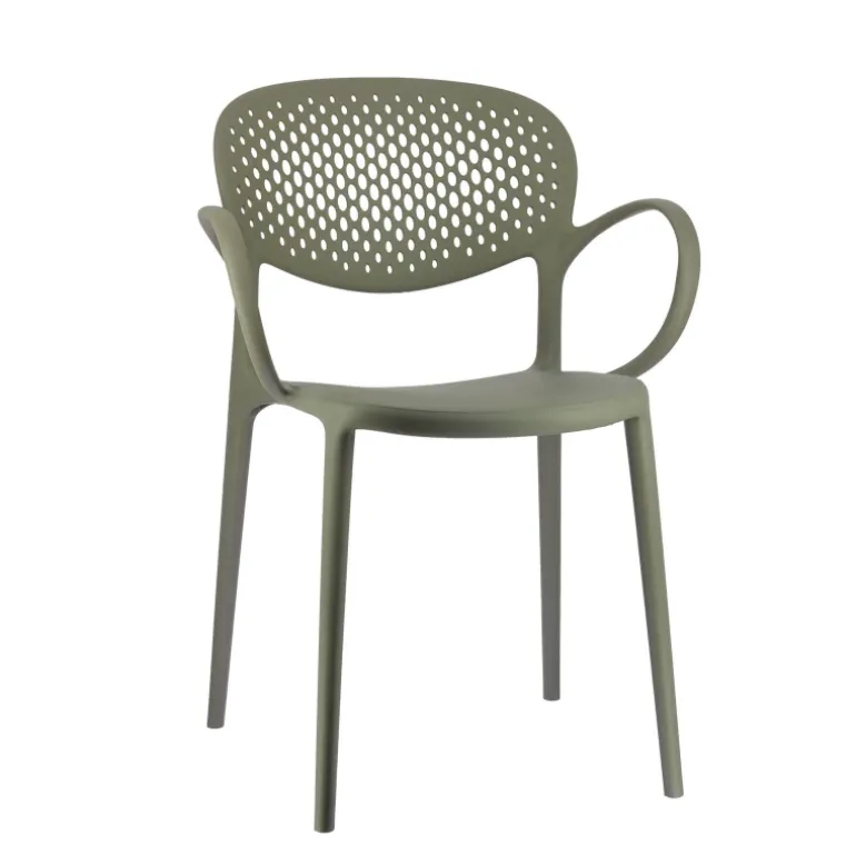 Abby Connubia® Fauteuil de jardin empilable en polypropylène recyclé avec dossier microperforé