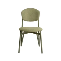 Artémis Carrier® Chaise design française assise et dossier en tissu avec dos bois et pieds en métal