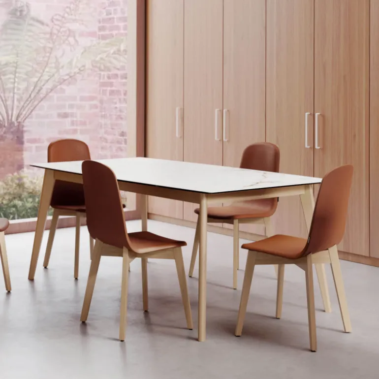 Atlas Table scandinave en céramique avec pieds bois