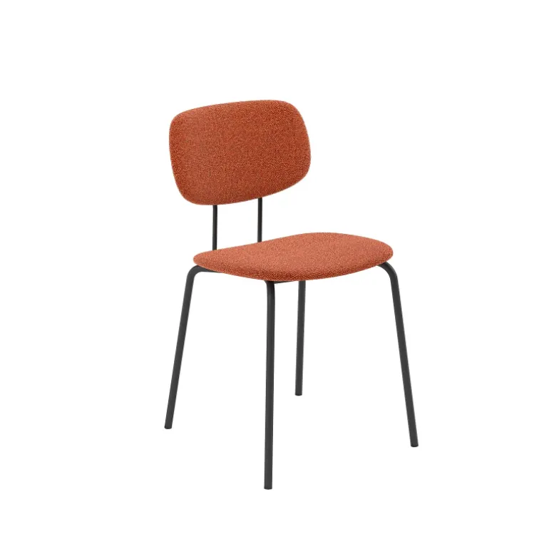 Bistro Chaise de séjour inspiration rétro en tissu avec pieds en métal