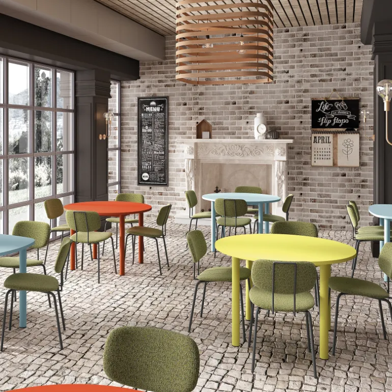 Bistro Chaise de séjour inspiration rétro en tissu avec pieds en métal