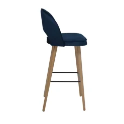 Bistrot Tabouret de bar en tissu dossier ajouré avec pieds en bois