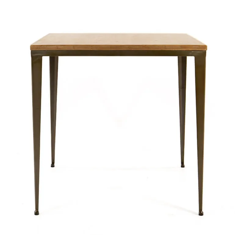 Bolonia AM412 Table industrielle carrée en métal et bois