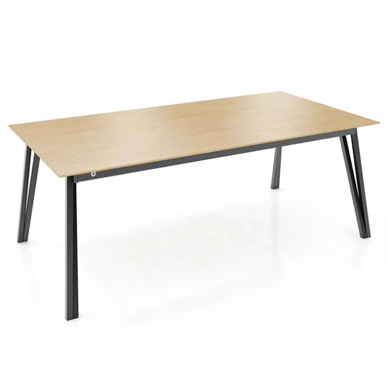 Brest Mobitec® Table en bois massif extensible avec pieds en métal forme épingle