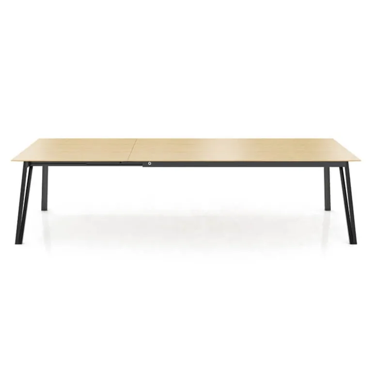 Brest Mobitec® Table en bois massif extensible avec pieds en métal forme épingle