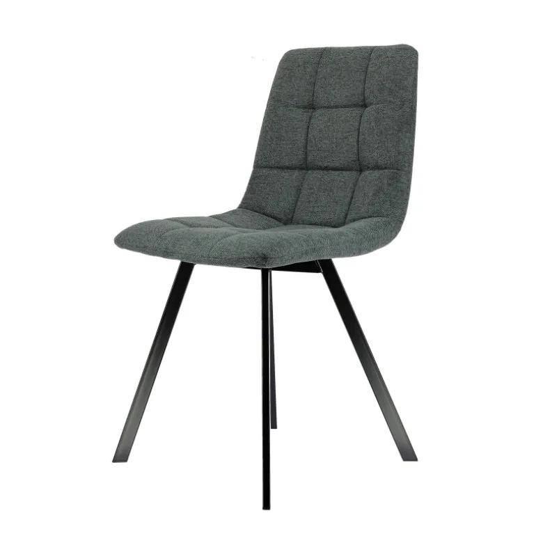 CarviChaise moderne matelassée en tissu avec pied en métal