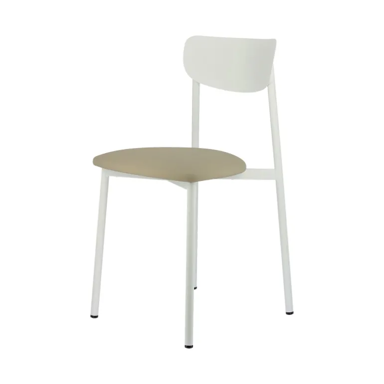 Colette Carrier® Chaise française en métal avec assise en simili rembourrée