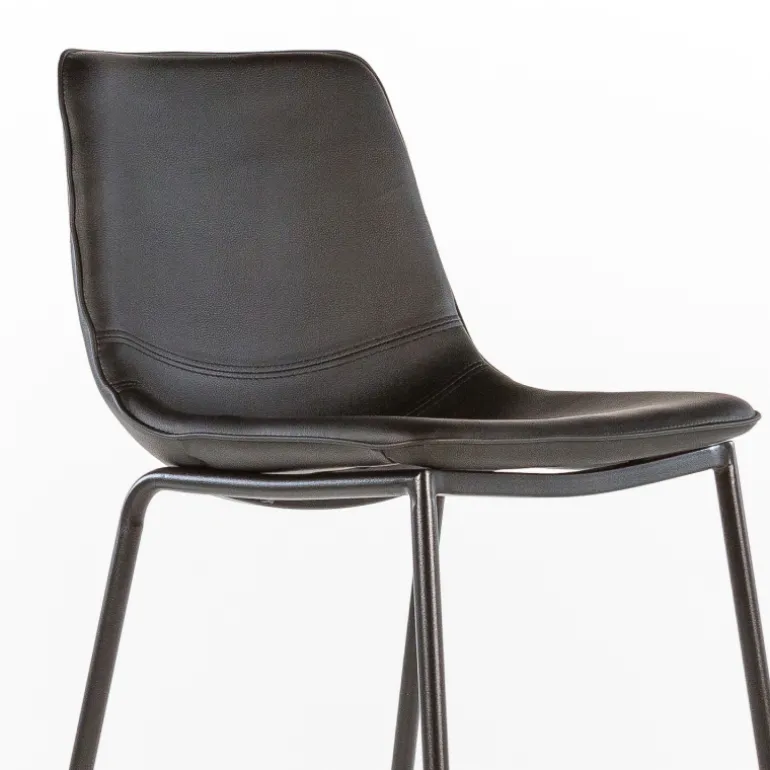 CoqueTabouret coque snack en synthétique et pieds en métal noir