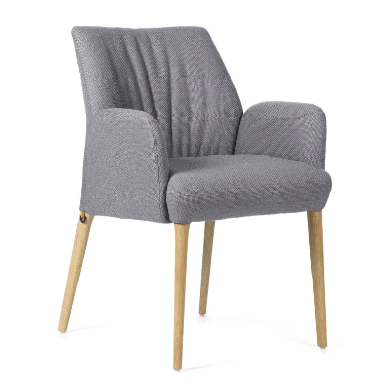 EnoraMobitec® Fauteuil cocooning en tissu et pieds en bois