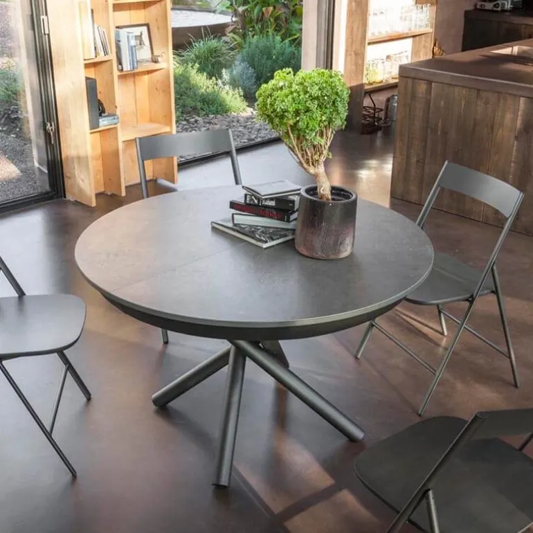 Fahrenheit Super Table ronde extensible design en céramique et pieds mikado