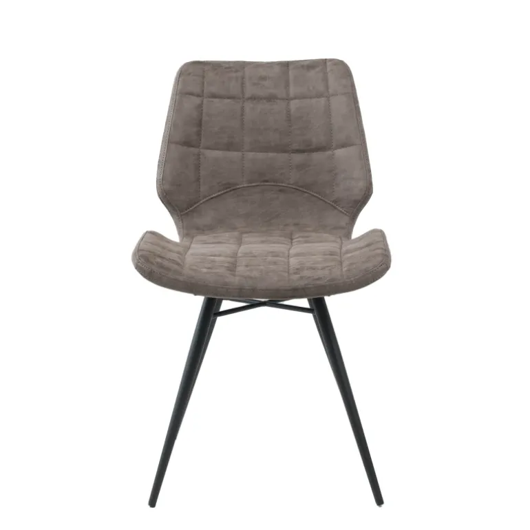 IberisChaise design rembourrée inspiration vintage avec pieds en métal noir