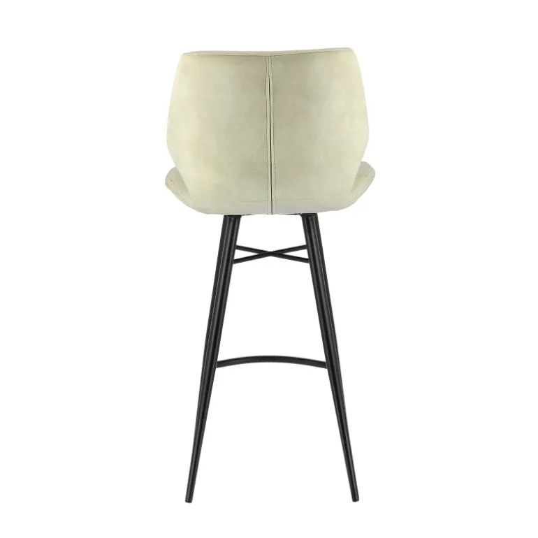 ImpiaTabouret design coque matelassée en velours et pieds en métal noir