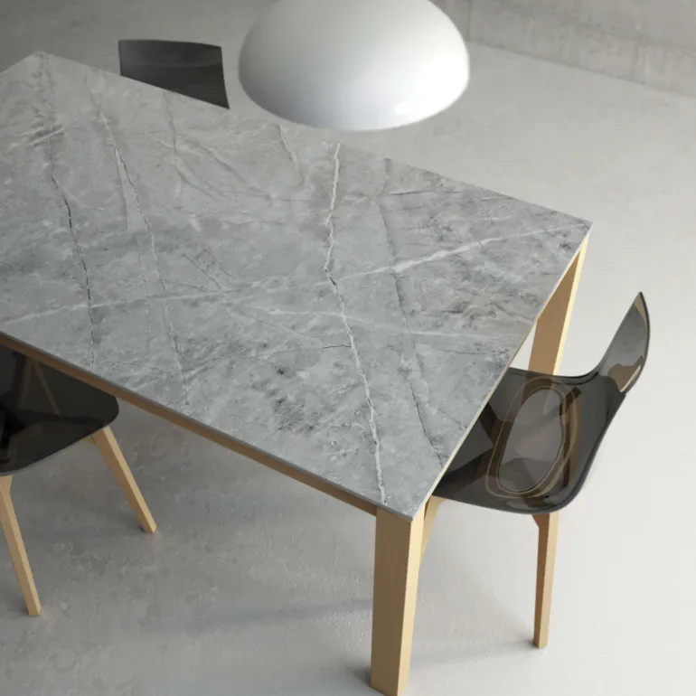 Lakera Table en Dekton extensible avec pieds en bois massif