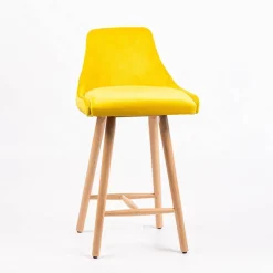 Lars line Tabouret snack tissu dossier matelassé pieds bois