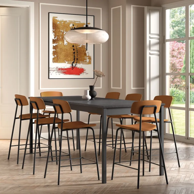 Lazio Tabouret snack style rétro en simili fabriqué en Belgique