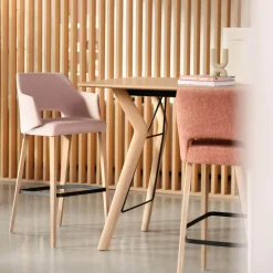 Lena Mobitec ® Tabouret snack en tissu avec accoudoirs et pieds en bois