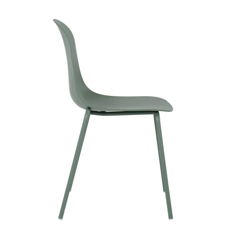 LilyChaise coque moderne empilable en polypropylène avec pieds en métal