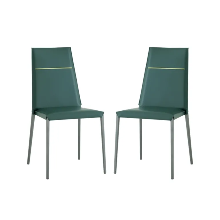 Lolas S Chaise en croûte de cuir fabrication italienne avec liseré