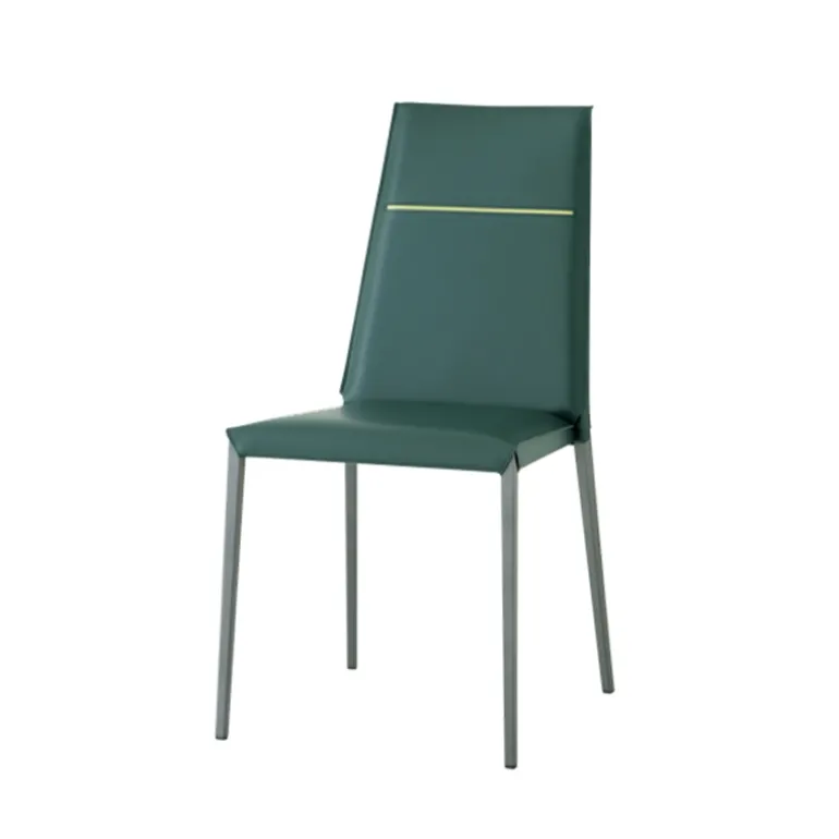 Lolas S Chaise en croûte de cuir fabrication italienne avec liseré