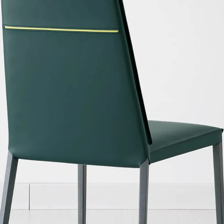 Lolas S Chaise en croûte de cuir fabrication italienne avec liseré