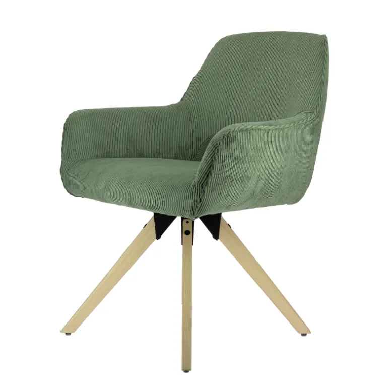 Marius Fauteuil cocooning en tissu avec pieds bois massif