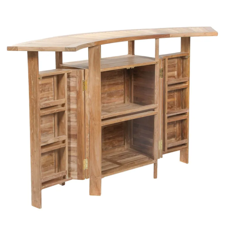 MenhirBar de jardin avec rangement pliable en teck massif