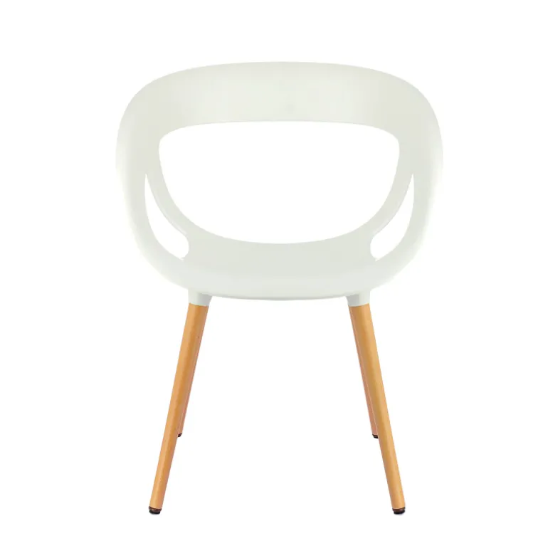 Moema Fauteuil design italien coque ajourée en technopolymère et pieds en bois