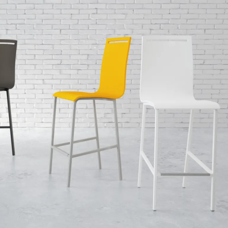 Nera Tabouret snack en métal et bois hauteur 65 cm