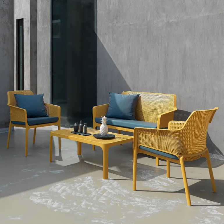 Net Table basse de jardin moderne avec plateau micro perforé 100 x 60 cm