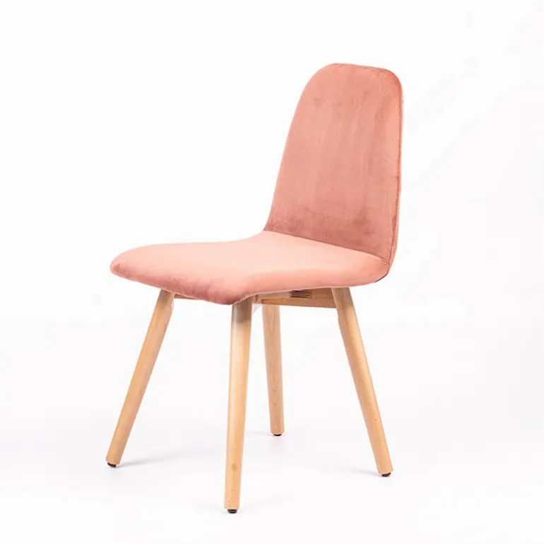 Pandora diamant Chaise scandinave en tissu dos matelassé pieds bois
