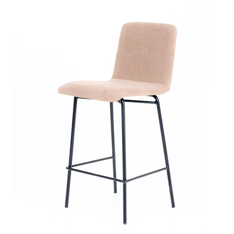Plaza diamant Tabouret snack avec dos matelassé en tissu pieds en métal