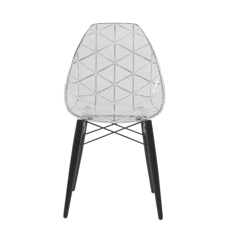 Prisma Chaise scandinave transparente avec pieds en bois