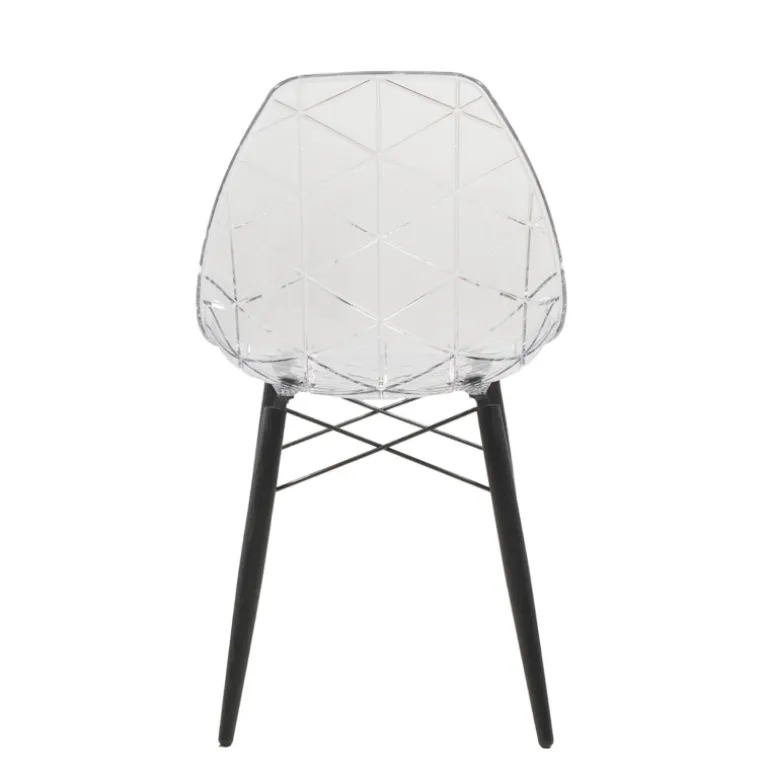 Prisma Chaise scandinave transparente avec pieds en bois