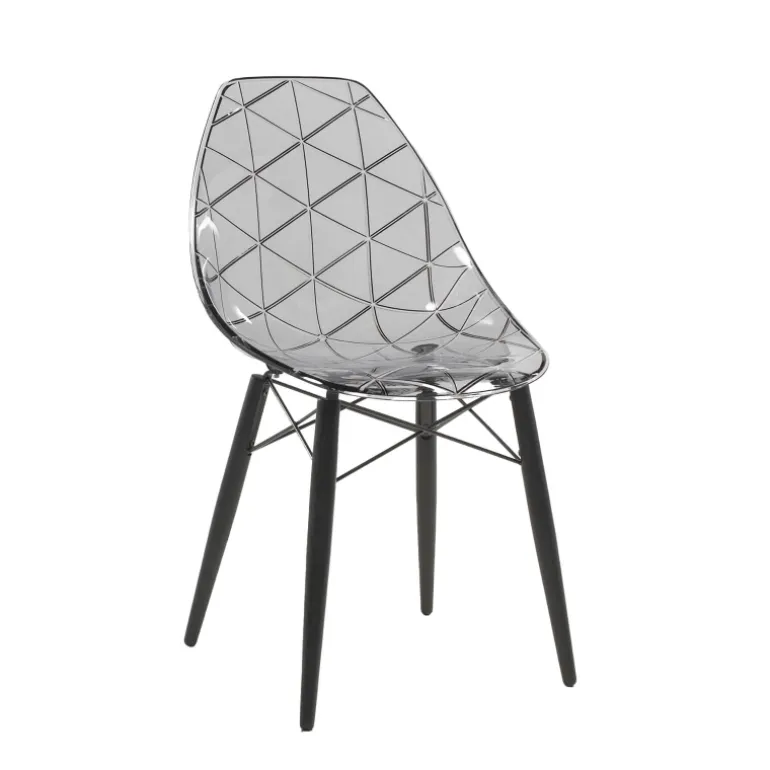 Prisma Chaise scandinave transparente avec pieds en bois