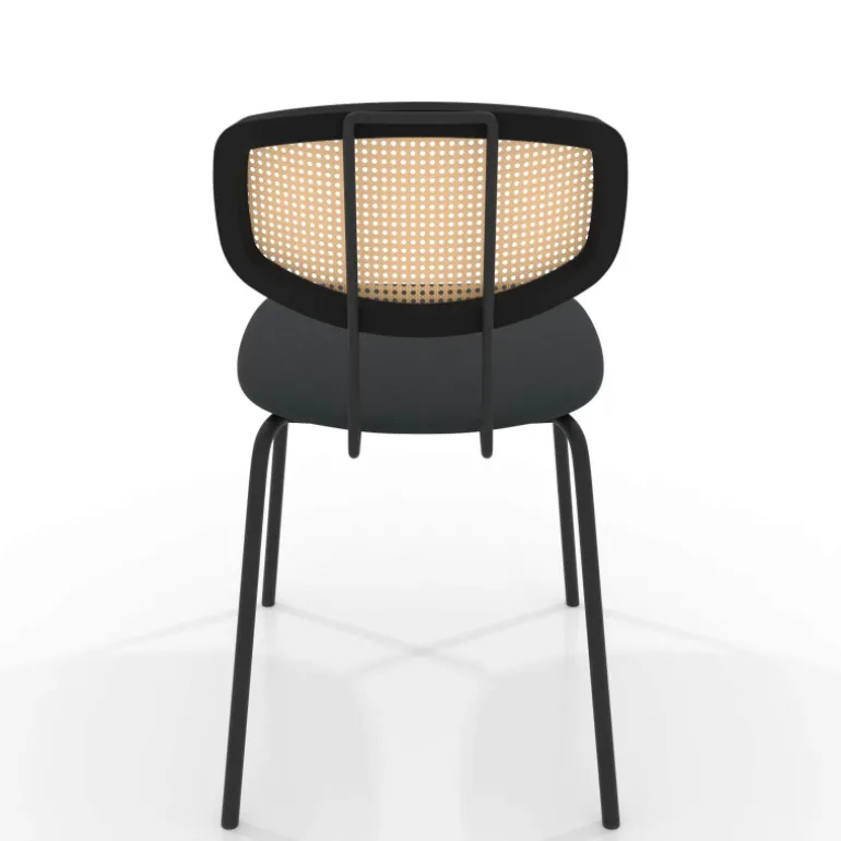 Ritmo Chaise rétro avec dossier en cannage rotin et assise en simili