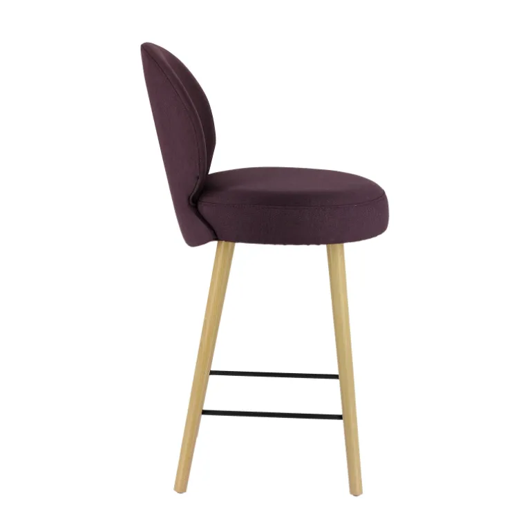Severus Tabouret snack cosy en tissu avec pieds en bois