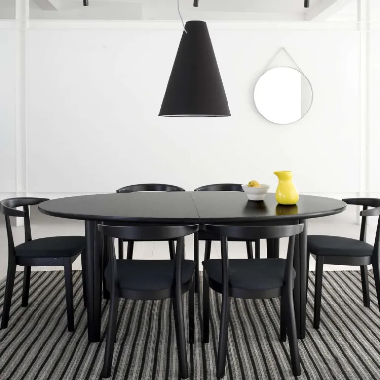 SM78 Table de salle à manger ovale scandinave en bois avec allonges