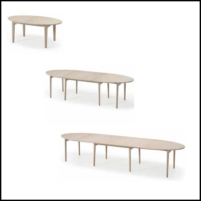 SM78 Table de salle à manger ovale scandinave en bois avec allonges