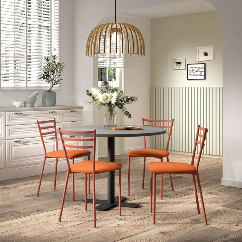Spinner Table ronde pour cuisine en stratifié avec pied central