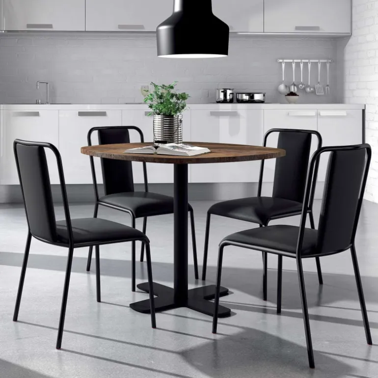 Spinner Table ronde pour cuisine en stratifié avec pied central