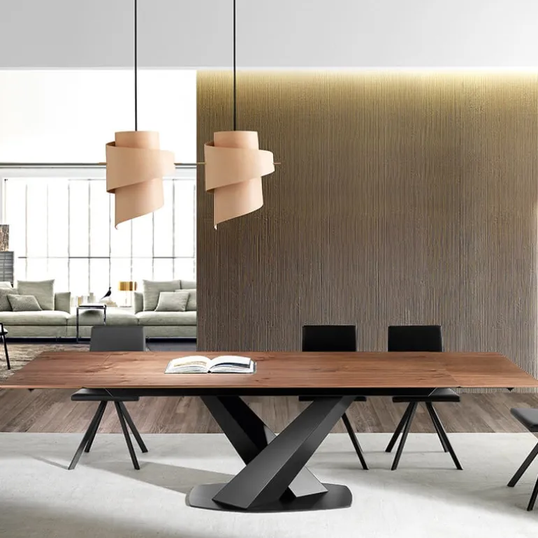 Victory Table en bois extensible design avec pied central