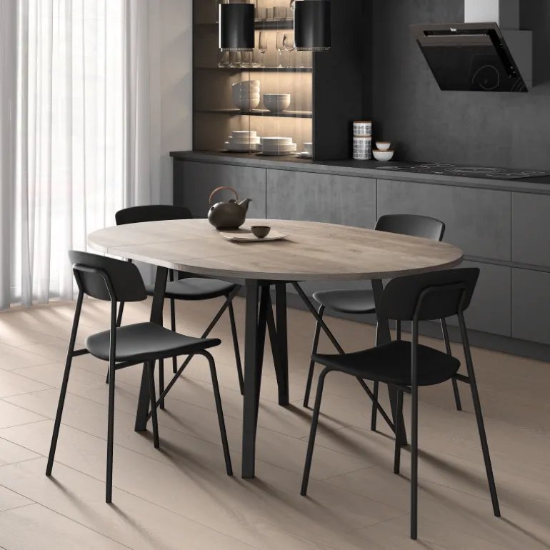 Wacko 2.0 Table ronde moderne extensible à pieds métalliques