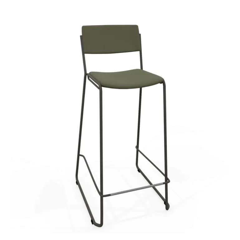 Zoom Tabouret de bar moderne en simili avec pieds traîneau